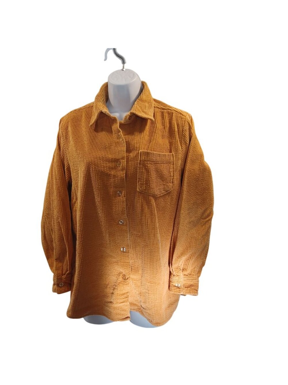 Shacket Cabincore Chunky Wide Corduroy Coat Long Sleeve Gold Chadwick Womens M